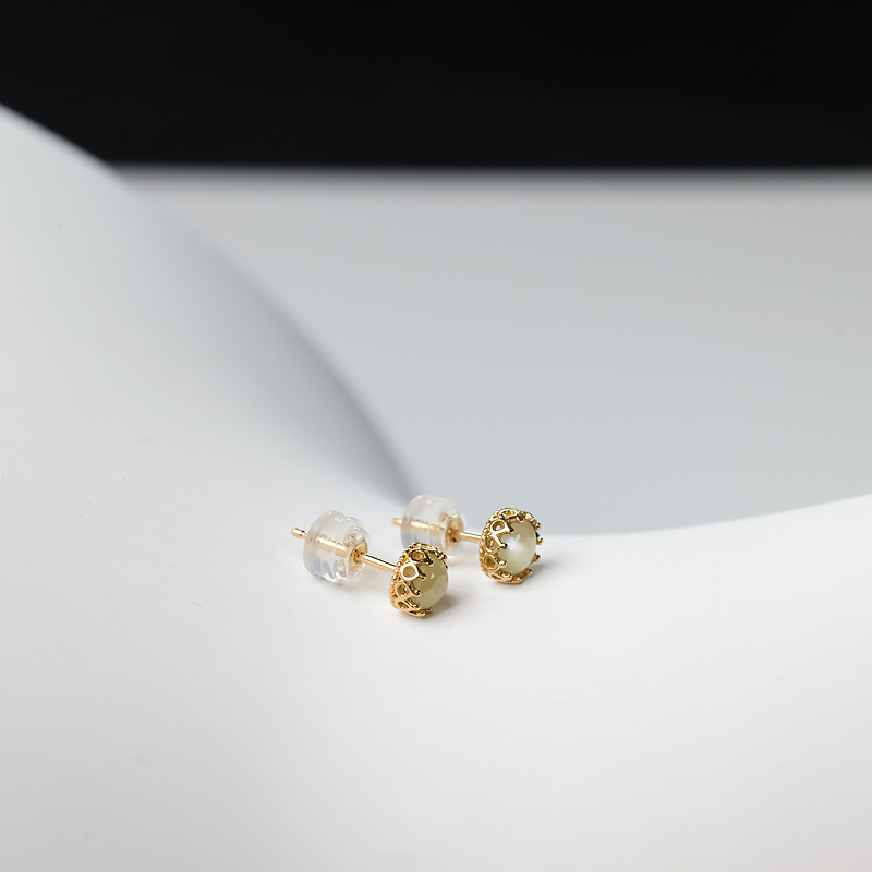 18K金镶黄色金绿宝石耳钉-红掌柜