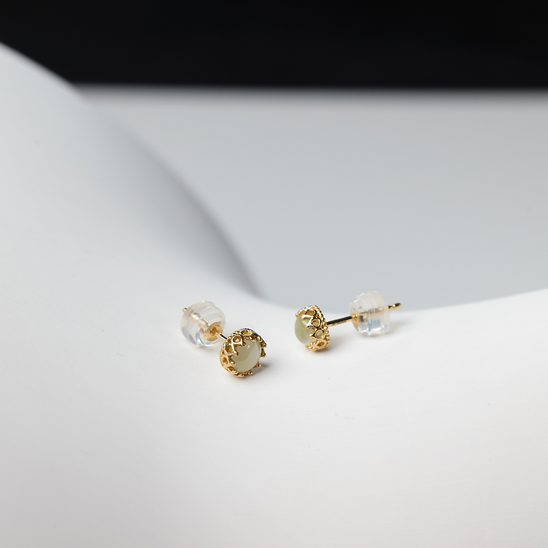 黄色金绿宝石耳钉-红掌柜