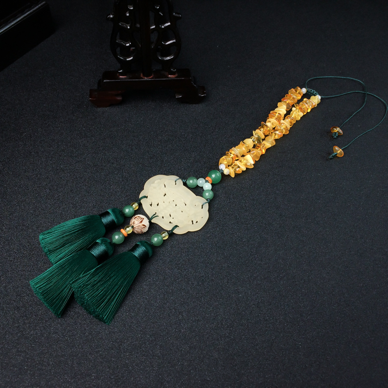 新疆新山玉蜜蜡车挂-红掌柜