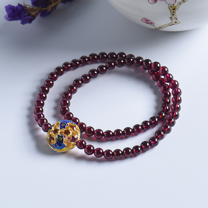 天然紫牙乌石榴石手串 - 红掌柜