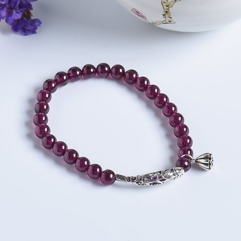 巴西天然紫牙乌石榴石手串 - 红掌柜