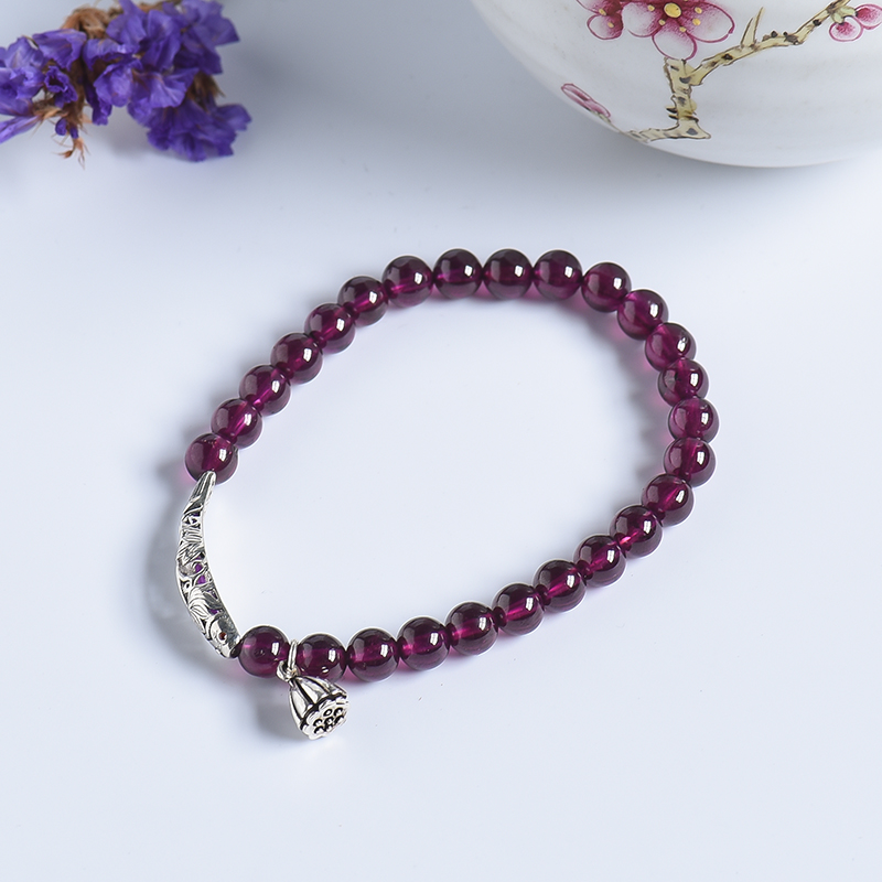 天然紫牙乌石榴石手串 - 红掌柜