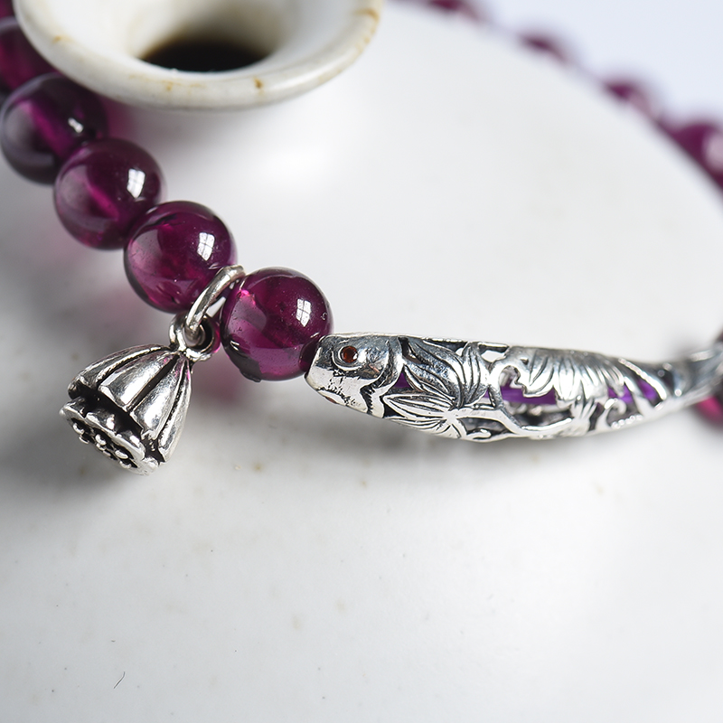 巴西天然石榴石手串 - 红掌柜