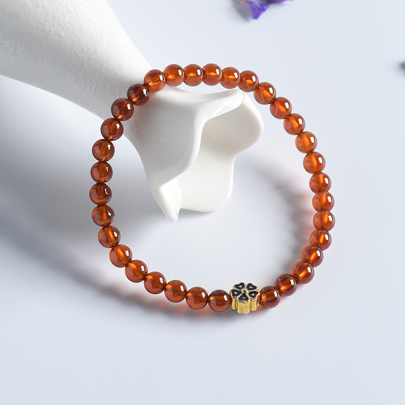 巴西天然5.5mm橙色石榴石单圈手串 - 红掌柜