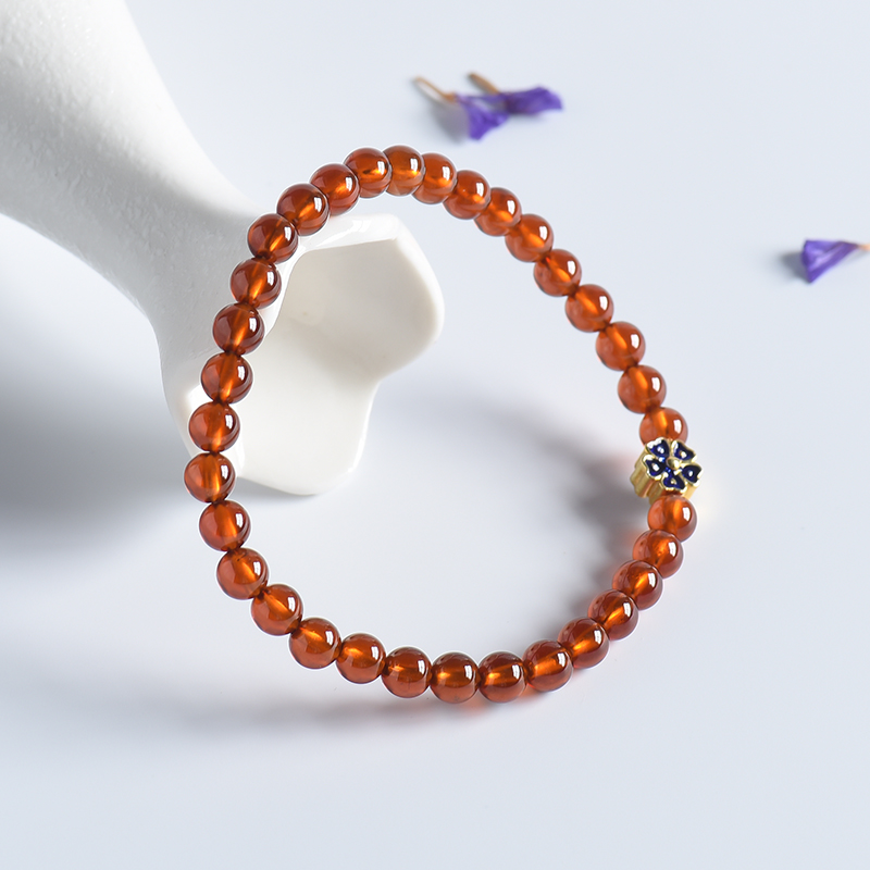 5.5mm橙色石榴石单圈手串 - 红掌柜