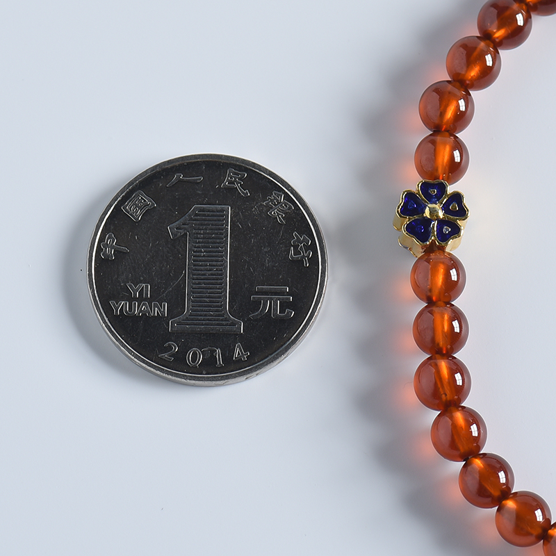 天然橙色石榴石单圈手串 - 红掌柜