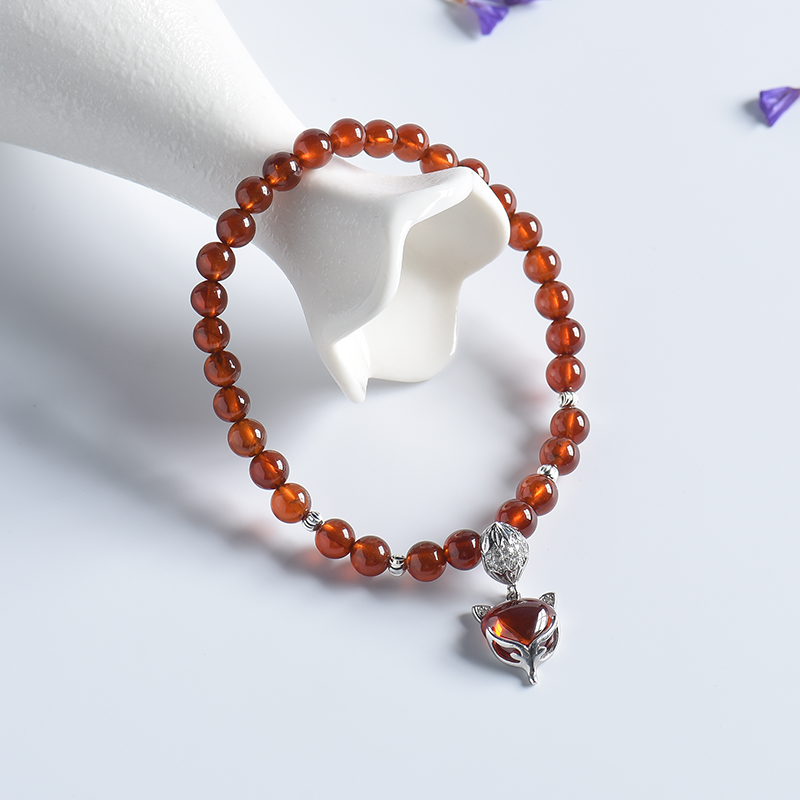 巴西天然5.5mm橙色石榴石单圈手串 - 红掌柜