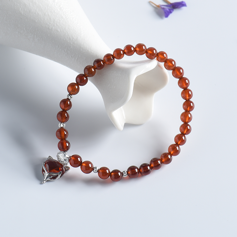 天然5.5mm橙色石榴石单圈手串 - 红掌柜