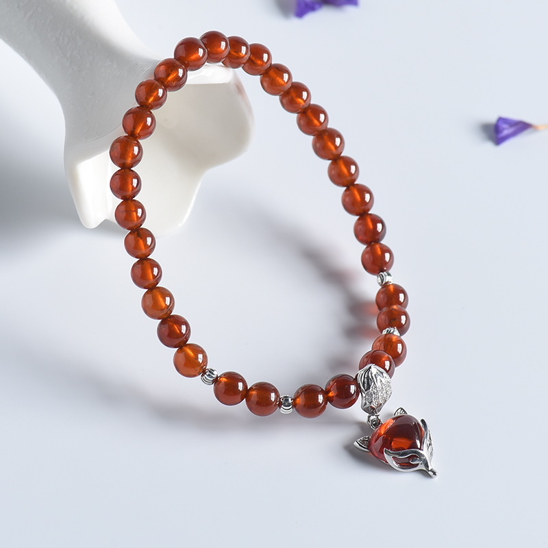 5.5mm橙色石榴石单圈手串 - 红掌柜