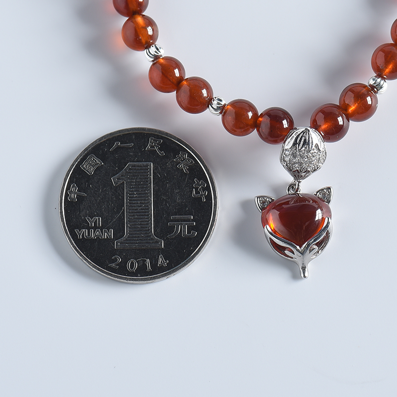 天然橙色石榴石单圈手串 - 红掌柜
