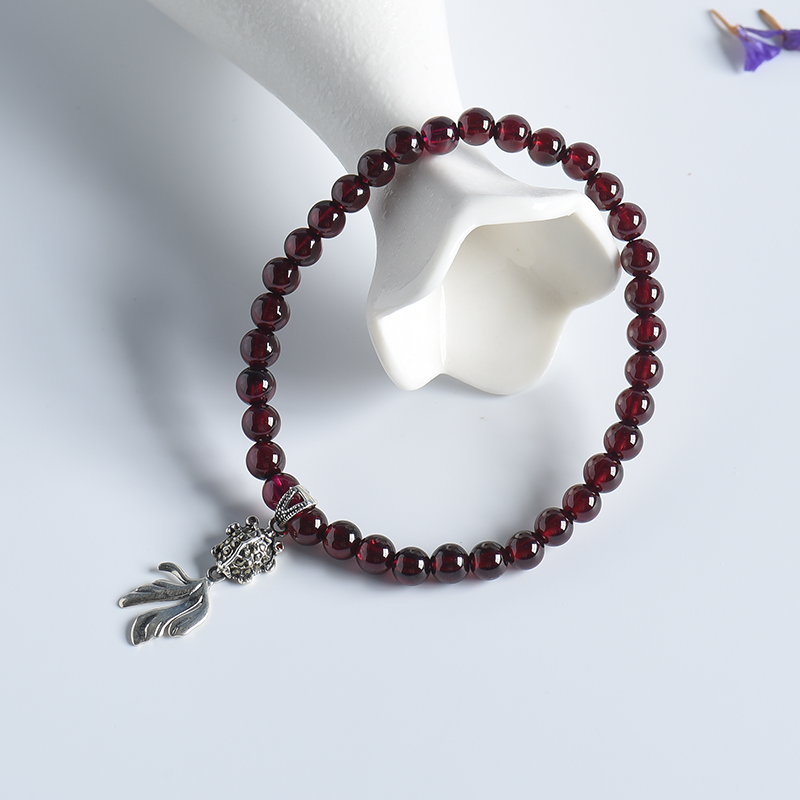 天然5.5mm酒红石榴石单圈手串 - 红掌柜