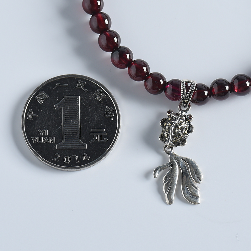 天然酒红石榴石单圈手串 - 红掌柜