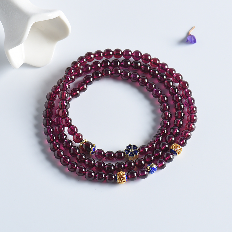 巴西天然5.5mm紫色石榴石3圈手串 - 红掌柜
