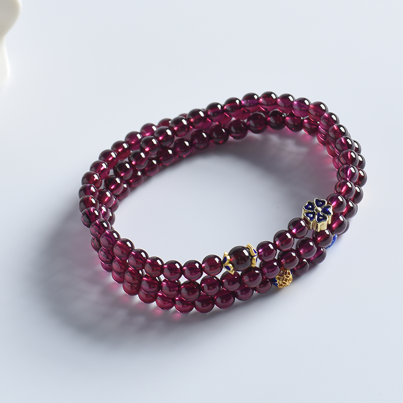 紫色石榴石3圈手串 - 红掌柜