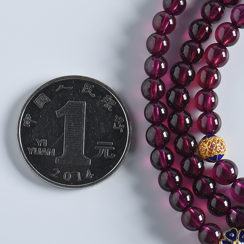 天然紫色石榴石3圈手串 - 红掌柜