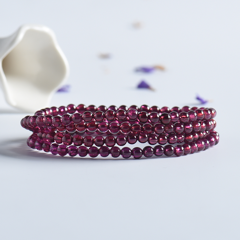 4mm紫色石榴石4圈手串 - 红掌柜