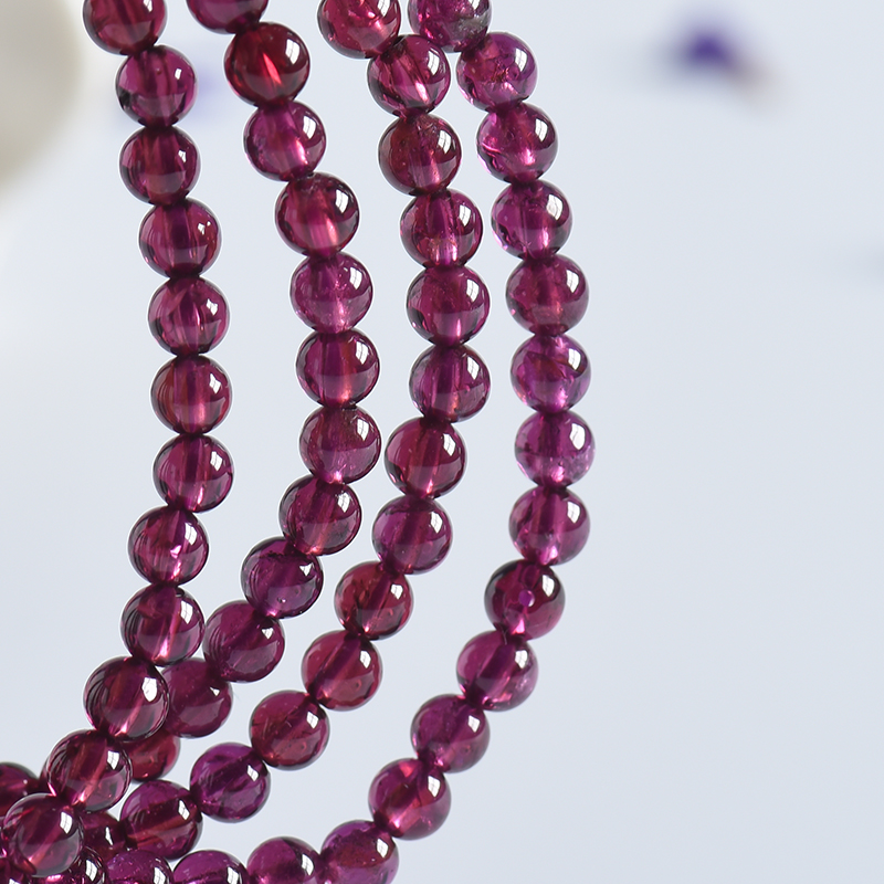 巴西4mm紫色石榴石4圈手串 - 红掌柜