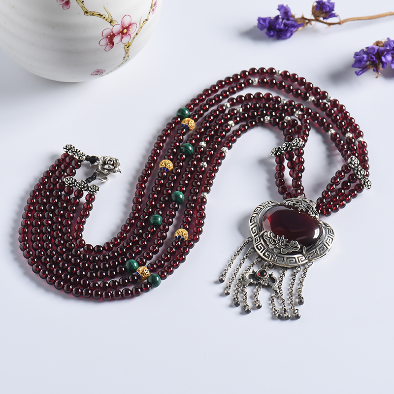 石榴石毛衣链 - 红掌柜