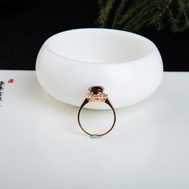 天然石榴石戒指-红掌柜