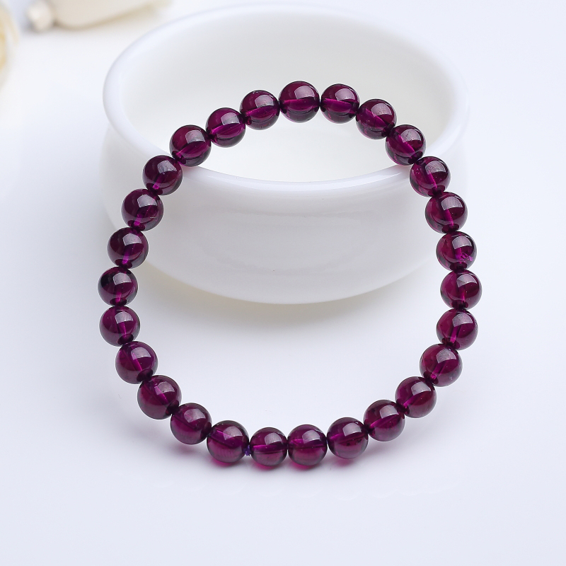 7mm紫红石榴石手串-红掌柜
