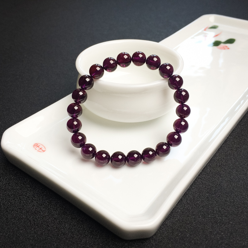 8mm紫色石榴石手串-红掌柜