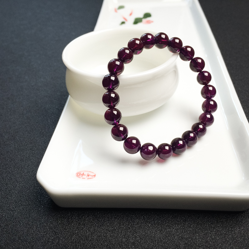 8mm石榴石手串-红掌柜