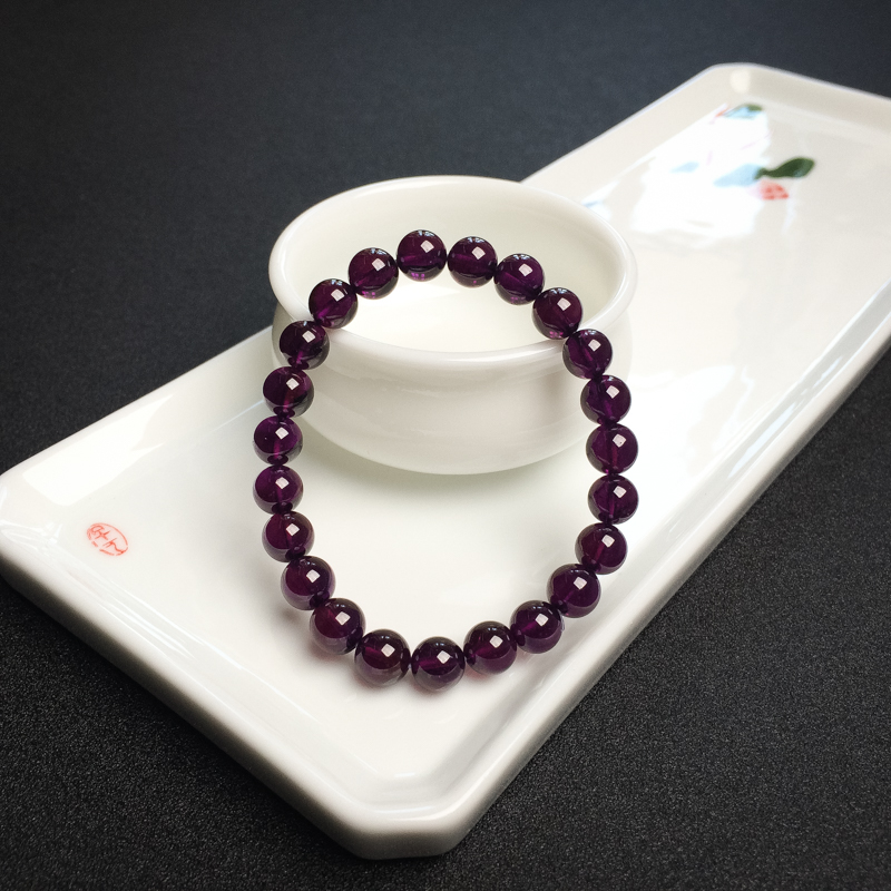 8mm紫色石榴石手串-红掌柜