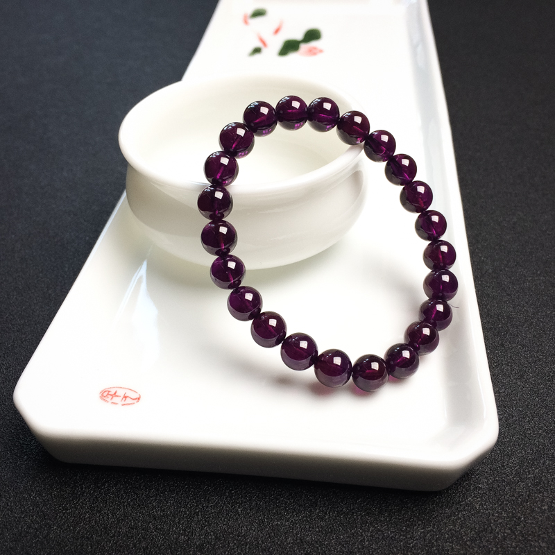 8mm石榴石手串-红掌柜