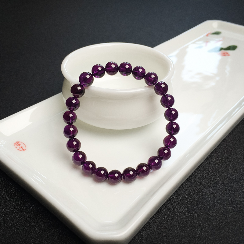 7mm紫色石榴石手串-红掌柜