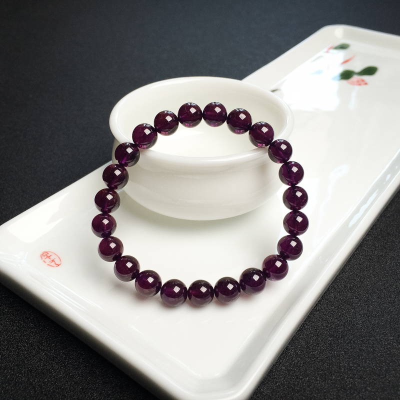 8mm紫色石榴石手串-红掌柜