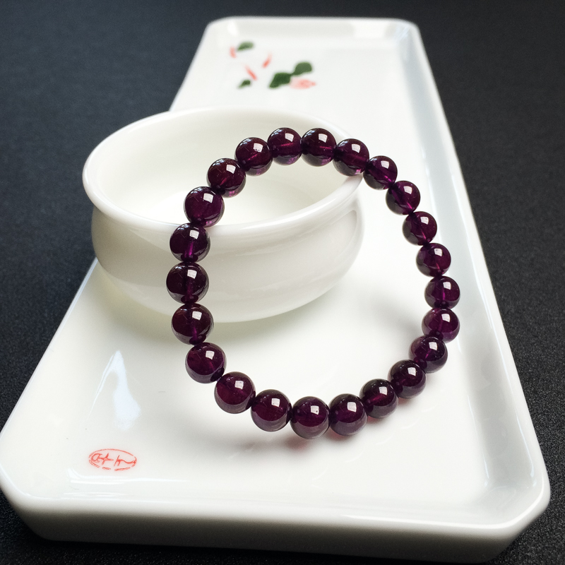 8mm石榴石手串-红掌柜