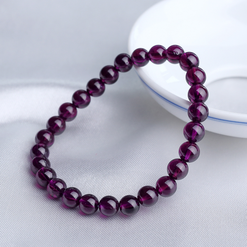 巴西天然紫色石榴石手串-红掌柜