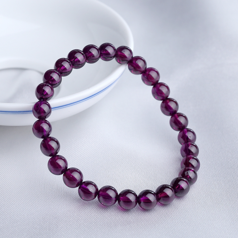 6.5mm天然紫色石榴石手串-红掌柜