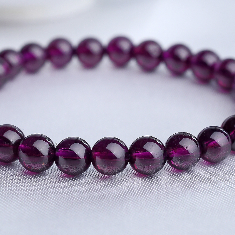 天然紫色石榴石手串-红掌柜