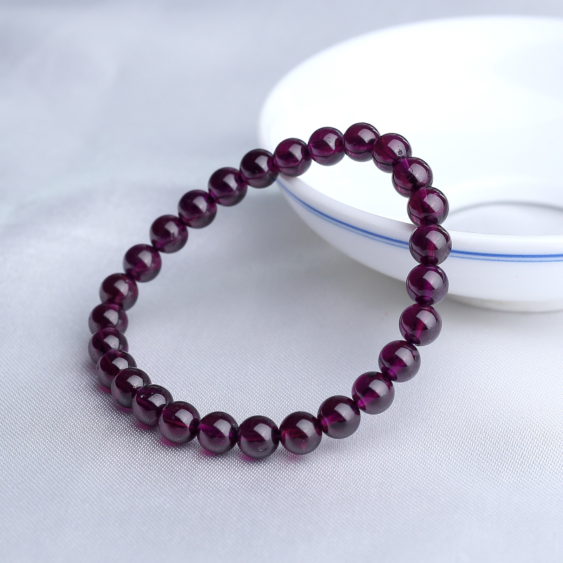巴西天然紫色石榴石手串-红掌柜