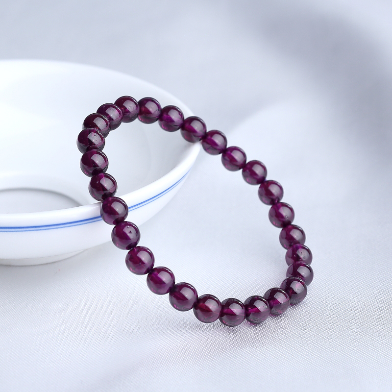 6mm天然紫色石榴石手串-红掌柜