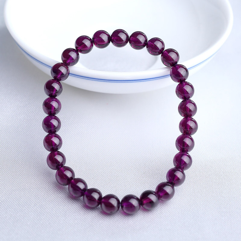 6.5mm巴西天然紫色石榴石手串-红掌柜