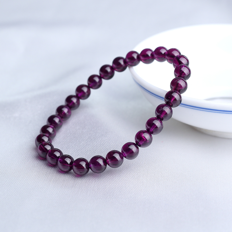 巴西天然紫色石榴石手串-红掌柜