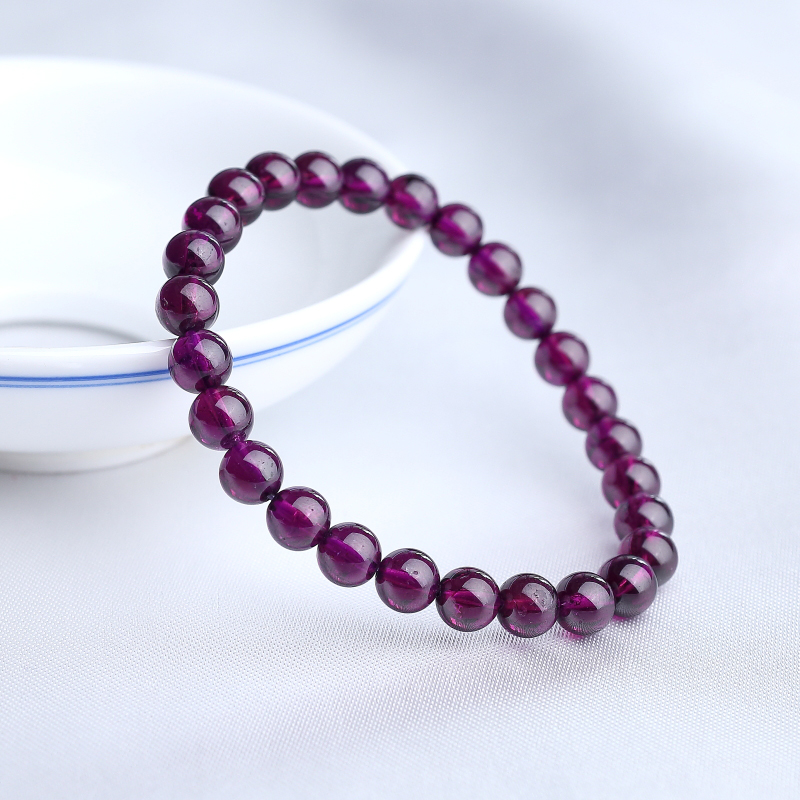 6.5mm天然紫色石榴石手串-红掌柜