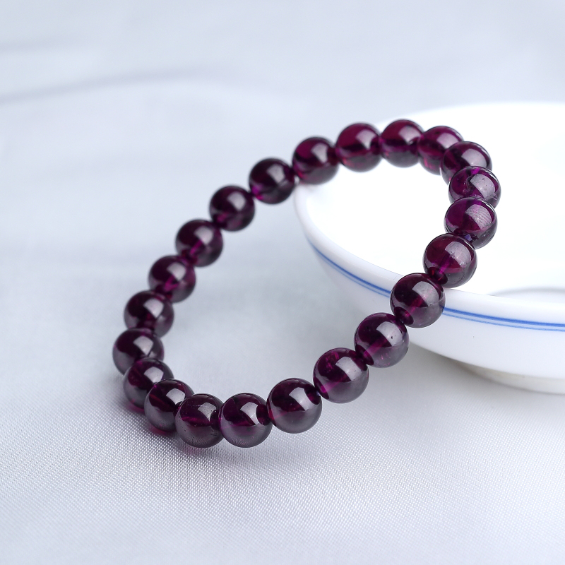 巴西天然紫色石榴石手串-红掌柜