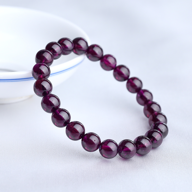 8mm天然紫色石榴石手串-红掌柜