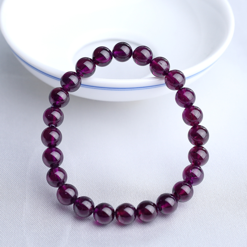7mm巴西天然紫色石榴石手串-红掌柜