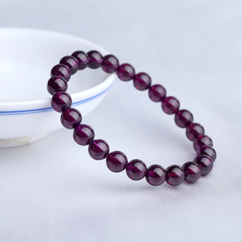 7mm天然紫色石榴石手串-红掌柜