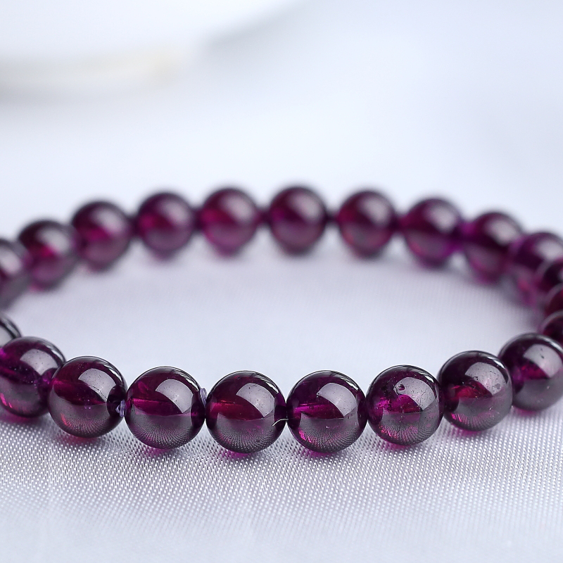 7mm巴西天然石榴石手串-红掌柜