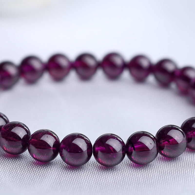 天然紫色石榴石手串-红掌柜