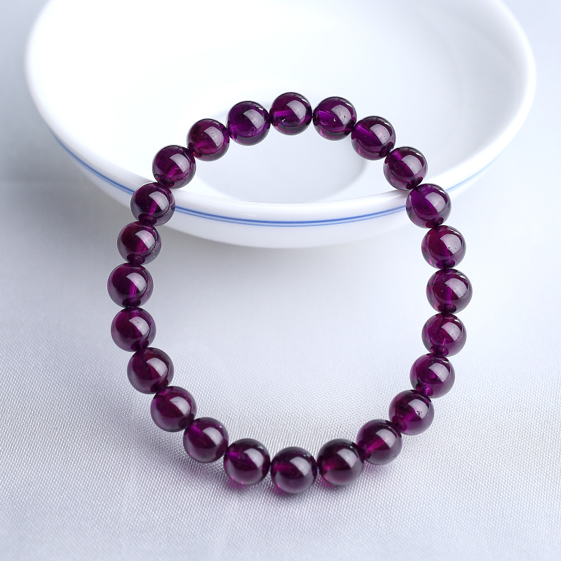 7mm巴西天然紫色石榴石手串-红掌柜