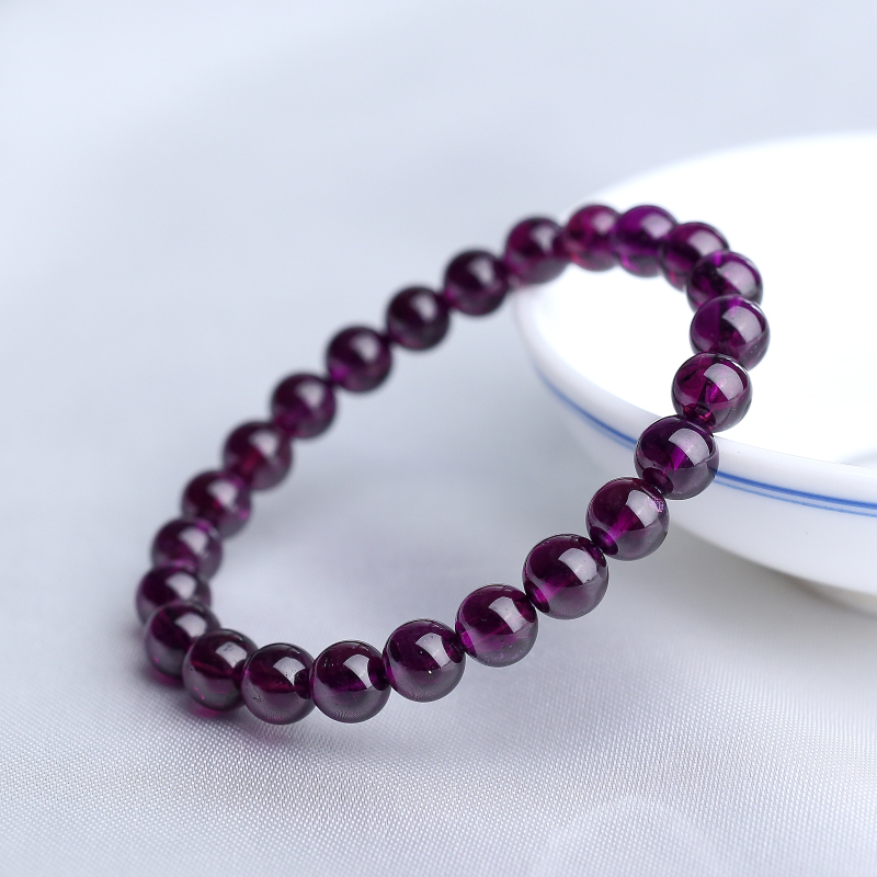 巴西天然紫色石榴石手串-红掌柜