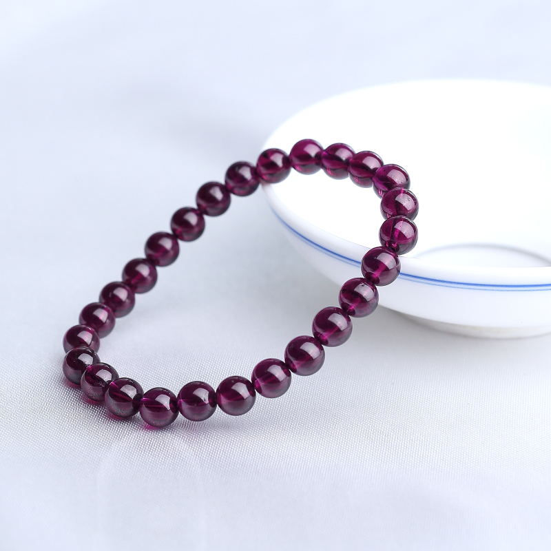 巴西天然紫色石榴石手串-红掌柜