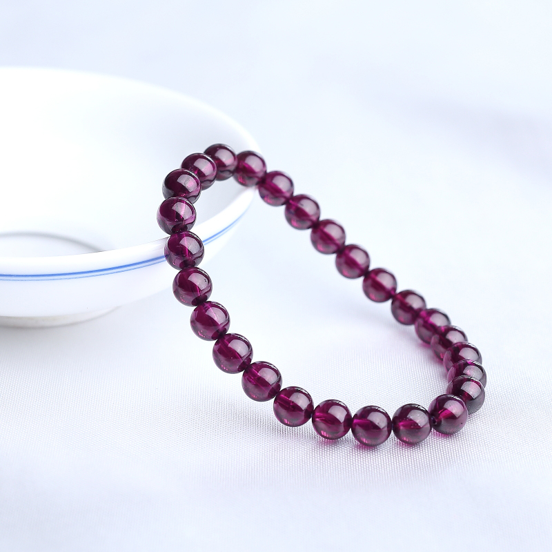 6.5mm天然紫色石榴石手串-红掌柜