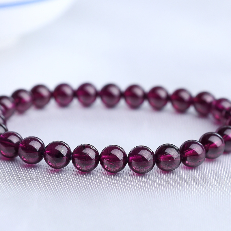 天然紫色石榴石手串-红掌柜
